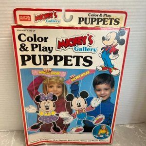 Vintage Mickey's Gallery Color & Play Puppets MICKEY & MINNIE MOUSE Craft House